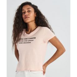 T-shirt z bawełny organicznej - Różowy. Różowe t-shirty damskie marki Sinsay, s, bez wzorów, z bawełny, bez kołnierzyka. Za 19,99 zł.