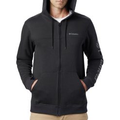 Columbia Logo Fleece FZ Hoodie 1889161010. Czarne bluzy męskie Columbia, m, bez wzorów, bez kołnierzyka, bez rękawów, bez kaptura. W wyprzedaży za 229,99 zł.