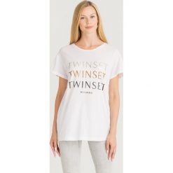 T-SHIRT TWINSET. Białe t-shirty damskie Twinset, s, z nadrukiem, z bawełny, z okrągłym kołnierzem. Za 359,00 zł.