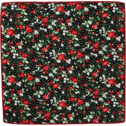 Czarna Elegancka Męska Poszetka -ALTIES- w Drobne Czerwono-Białe Kwiaty POSZALTTANIA0242. Czerwone poszetki męskie Alties, w kwiaty, z materiału, eleganckie. Za 16,90 zł.