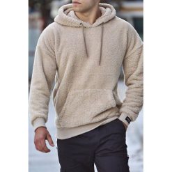 Bluza męska DROGO BEIGE. Brązowe bluzy męskie IVET, na jesień, m, bez wzorów, z materiału, z kapturem, bez rękawów, z kapturem. W wyprzedaży za 99,00 zł.