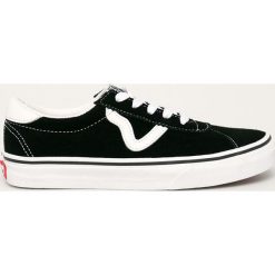 Vans - Tenisówki. Czarne trampki i tenisówki damskie Vans, bez wzorów, ze skóry, na sznurówki. Za 339,90 zł.