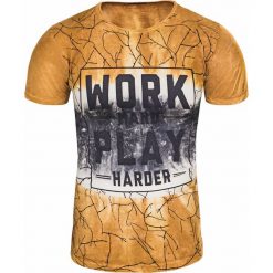 Koszulka męska t-shirt pomarańczowy Recea. Pomarańczowe koszulki męskie Recea, xxl, z nadrukiem, z elastanu, bez kołnierzyka, bez rękawów. Za 49,99 zł.