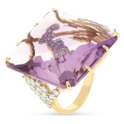Unikalny Złoty Pierścionek - złoto 750, Brylant 1,72ct,ametyst. Żółte pierścionki damskie W.KRUK, z ametystem, złote. Za 31890,00 zł.