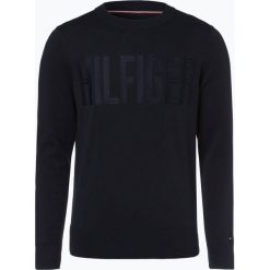 Tommy Hilfiger - Sweter męski, niebieski. Niebieskie swetry męskie marki TOMMY HILFIGER, xl, z haftami, bez kołnierzyka, bez kaptura. Za 579,95 zł.
