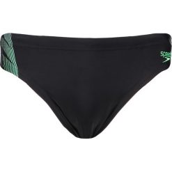 Kąpielówki "Placem" w kolorze czarno-zielonym. Czarne kąpielówki męskie Speedo, m, z haftami, z materiału. W wyprzedaży za 81,95 zł.