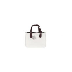 TORBA MEDIUM PRIMA WHITE HANDLE DARK BROWN. Białe torebki klasyczne damskie Doubleu bag, bez wzorów. Za 215,20 zł.