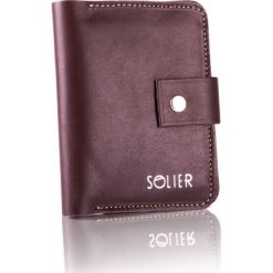 Cienki skórzany męski portfel SOLIER Ciemny brązowy vintage. Pomarańczowe portfele męskie Solier, bez wzorów, ze skóry. Za 79,00 zł.