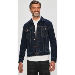 Wrangler - Kurtka. Niebieskie płaszcze męskie Wrangler, s, bez wzorów, z bawełny, krótkie, bez kaptura. Za 369,90 zł.