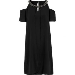 Cellbes Sukienka czarny female czarny 50/52. Czarne sukienki damskie Cellbes, z aplikacjami, z dżerseju, eleganckie, z okrągłym kołnierzem, z krótkim rękawem, krótkie, mini. W wyprzedaży za 87,00 zł.