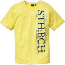 Shirt z wycięciami na ramionach bonprix jasnooliwkowy wzorzysty. Zielone koszulki damskie bonprix, bez wzorów, bez kołnierzyka, bez rękawów. Za 44,99 zł.