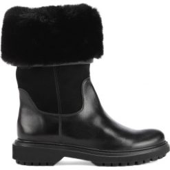 Geox Asheely ABX Kozaki Czarny. Czarne kozaki damskie Geox, ze skóry, bez obcasa, bez zapięcia. Za 859,95 zł.
