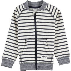 Kurtka "Farik" w kolorze biało-granatowym. Niebieskie bluzy niemowlęce name it boys, w paski, z bawełny, bez kaptura. W wyprzedaży za 62,95 zł.