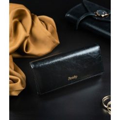 Portfel damski skórzany RFID czarny Rovicky - Czarny. Czarne portfele damskie ROVICKY, bez wzorów. Za 89,99 zł.