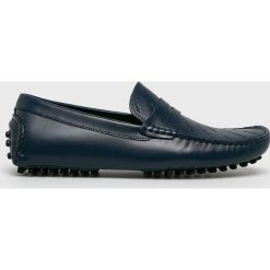 Versace Jeans - Mokasyny. Niebieskie mokasyny męskie Versace Jeans, z jeansu, z okrągłym noskiem. W wyprzedaży za 449,90 zł.