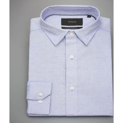 Gładka koszula slim fit - Niebieski. Niebieskie koszule męskie Reserved, m, bez wzorów, bez kołnierzyka, bez rękawów. Za 99,99 zł.