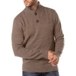 Golfy męskie: Sweter w kolorze jasnobrązowym