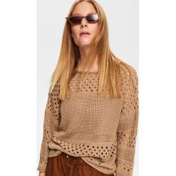 Ażurowy sweter - Beżowy. Brązowe swetry damskie marki Reserved, s, bez wzorów, bez rękawów, bez kaptura. Za 79,99 zł.