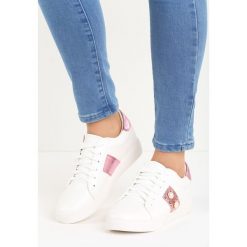 Biało-Fuksjowe Buty Sportowe Howin. Białe buty sportowe damskie Born2be, bez wzorów, ze skóry, sportowe. Za 49,99 zł.