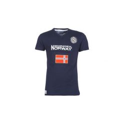 T-shirty z krótkim rękawem Geographical Norway JAYFOUR. Niebieskie t-shirty męskie marki Geographical Norway, s, bez wzorów, bez kołnierzyka, krótkie. Za 89,00 zł.