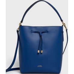 Lauren Ralph Lauren - Torebka skórzana. Niebieskie torebki klasyczne damskie marki Lauren Ralph Lauren, w paski, ze skóry, casualowe, na ramię, duże, bez dodatków. Za 1199,00 zł.