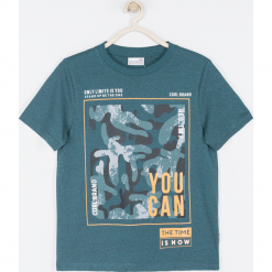 Koszulka. Niebieskie t-shirty chłopięce TIME IS NOW, z aplikacjami, z bawełny, z długim rękawem. Za 34,90 zł.
