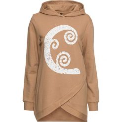 Bluza z kapturem bonprix wielbłądzia wełna - biały. Pomarańczowe bluzy damskie bonprix, bez wzorów, z wełny, bez rękawów, z kapturem. Za 99,99 zł.