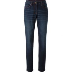 Dżinsy ze stretchem i wygodnym paskiem STRAIGHT bonprix ciemny denim. Czarne jeansy damskie bonprix. Za 109,99 zł.