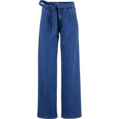 Miękkie dżinsy ze stretchem z wysoką talią z paskiem, WIDE bonprix niebieski. Niebieskie jeansy damskie bonprix. Za 109,99 zł.
