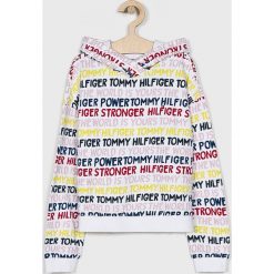 Tommy Hilfiger - Bluza dziecięca 128-176 cm. Białe bluzy dziewczęce TOMMY HILFIGER, bez wzorów, z elastanu, bez rękawów, z kapturem. W wyprzedaży za 219,90 zł.