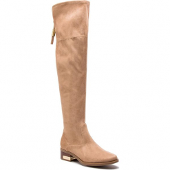 Muszkieterki GUESS - FLPL24 ESU11 DBEIG. Pomarańczowe kozaki damskie Guess, ze skóry, bez obcasa, bez zapięcia. W wyprzedaży za 469,00 zł.