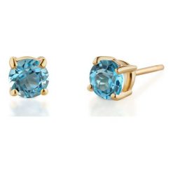Kolczyki damskie: Zjawiskowe Kolczyki Złote – złoto żółte 375, Topaz swiss blue