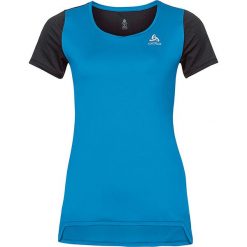 Koszulka sportowa "Crown Lo" w kolorze niebiesko-czarnym. Niebieskie bluzki sportowe damskie Odlo Women, l, bez wzorów, z materiału, z okrągłym kołnierzem, bez rękawów, bez kaptura. W wyprzedaży za 119,95 zł.
