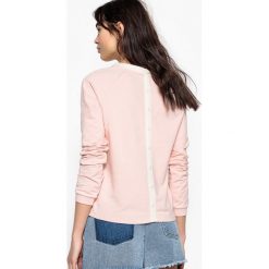 Dwukolorowa bluza, guziki z tyłu. Różowe długie bluzy damskie marki La Redoute Collections, s, z elastanu, z długim rękawem. Za 88,16 zł.