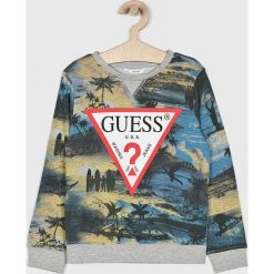 Guess Jeans - Bluza dziecięca 118-175 cm. Szare bluzy chłopięce marki Guess Jeans, z aplikacjami, z bawełny, bez rękawów, bez kaptura. Za 179,90 zł.