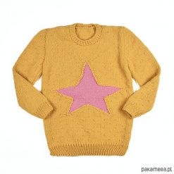 Sweter-Tunika Gwiazda Merynos Dziecięcy. Czerwone swetry chłopięce marki Pakamera, z wełny. Za 233,00 zł.