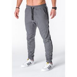 Spodnie męskie joggery P670 - grafitowe. Szare spodnie męskie Ombre Clothing, m, bez wzorów. Za 65,00 zł.