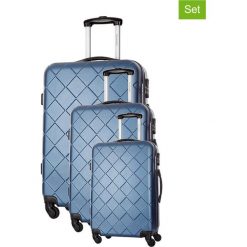 Walizki (3 szt.) w kolorze niebieskim. Niebieskie walizki Crazy sales, bez wzorów, z materiału. W wyprzedaży za 549,95 zł.