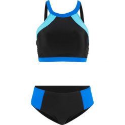Bikini (2 części) bonprix czarno-niebiesko- turkusowy. Czarne stroje kąpielowe damskie bonprix, w paski. Za 69,99 zł.