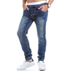 Joggery męskie: Spodnie męskie joggery jeansowe (ux0407)