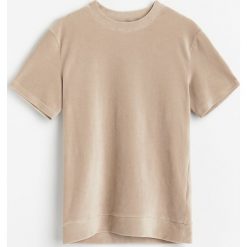 Gładki T-shirt ze ściągaczami - Beżowy. Brązowe t-shirty męskie Reserved, s, bez wzorów, z denimu, bez kołnierzyka. Za 79,99 zł.