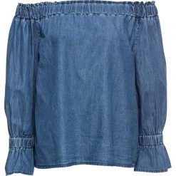 Bluzka bonprix niebieski "used". Niebieskie koszulki damskie bonprix, bez wzorów, bez kołnierzyka. Za 59,99 zł.