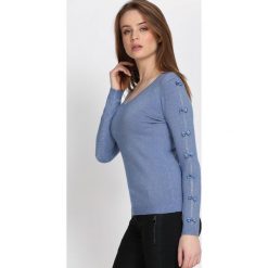 Ciemnoniebieski Sweter Reflecting. Szare swetry klasyczne damskie Born2be, l, dekolt w kształcie v. Za 74,99 zł.