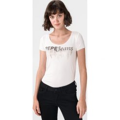 Pepe Jeans Abbey Koszulka Biały. Białe koszulki damskie Pepe Jeans, s, z aplikacjami, z elastanu, bez kołnierzyka, z krótkim rękawem. Za 178,95 zł.