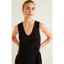 Mango - Top Milurex. Czarne bluzki damskie marki Mango, l, z dzianiny, casualowe, bez rękawów. W wyprzedaży za 49,90 zł.