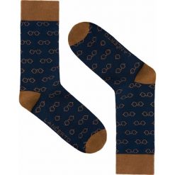 Skarpety Okulary. Pomarańczowe skarpetki męskie LANCERTO, bez wzorów, z elastanu. Za 29,90 zł.