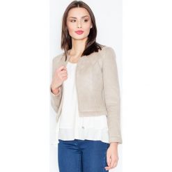 Krótki Beżowy Żakiet bez Zapięcia. Brązowe marynarki damskie FIGL, xl, bez wzorów, z elastanu. Za 159,90 zł.