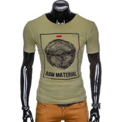 T-shirty męskie: T-SHIRT MĘSKI Z NADRUKIEM S928 – KHAKI