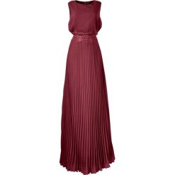 Sukienka plisowana bonprix ciemnoczerwony. Czerwone sukienki damskie bonprix, bez wzorów, eleganckie, z okrągłym kołnierzem, bez rękawów. Za 179,99 zł.