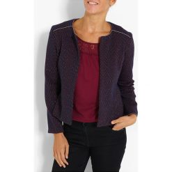 Blezer w kolorze fioletowym. Fioletowe bolerka i narzutki damskie Jacqueline Riu, bez wzorów, bez rękawów. W wyprzedaży za 109,95 zł.